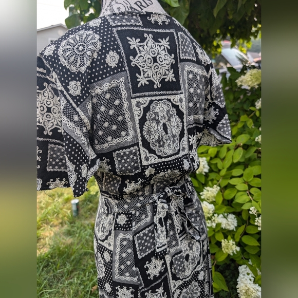 Vintage 90s Smart Set Patchwork Whimsigoth Button-Up Dress Size Small - Picture 5 of 10